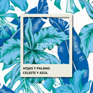 HOJAS Y PALMAS CELESTE Y AZUL